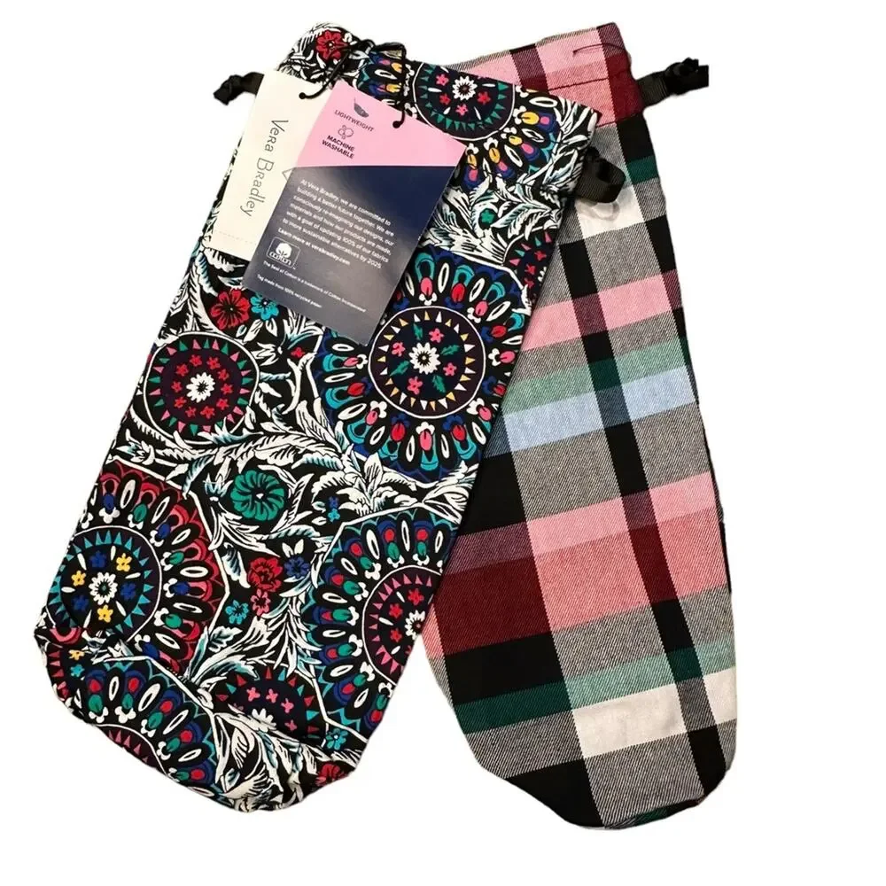Vera Bradley Set of 2 Cloth Gift Bags in 2 Patterns NWT